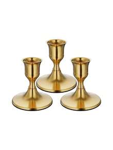 2/4/6/12 piezas Portavelas de cono, Dorado/Plateado, Adecuado para decoración de mesa, recepción de bodas, Navidad chimenea o decoración del hogar - Multicolor - Ver 25