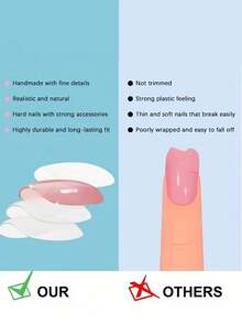 Monina 24pcs Asymmetrical Line Design Watermelon Pink Almond Bubble Wear Fake Nails, Elegant Chic Versatile Fashionable Nails, Ideal Gift For Women - Hot Pink - View 8