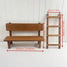 Newborn Wooden Photography Country Style Props White Stool Chair, Baby Mini Stool Park Bench Photo Shoot Props, Retro Wooden Photography Theme Shooting Wooden Props, Studio Photo Shoot Auxiliary Props, Country Style Seat Children Stool, Park Theme Props, Disassembled Photography Theme Wooden Reclining Stool Mini Table, Nanny Stool, Children's Shoe Changing Stool, Baby Play Stool And Small Table - Multicolor - View 8