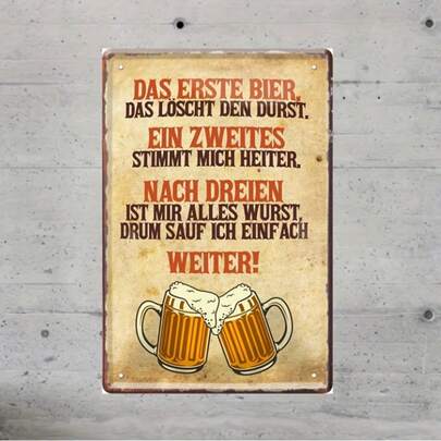 1pc Frameless Tin Sign Schilderkreis24 Tin Sign Funny Beer Saying "..Drum Sauf Ich Einfach Weiter!" Decorative Gift Idea For Man Woman Living Room Bar Kitchen Display 20 X 30 Cm Rustic Vintage Metal Plaque Durable Lightweight Wall Art For Home Decor, Ideal Housewarming Gift, Eye-Catching Centerpiece, Cozy Retro Kitchen Accent, Timeless Industrial Style, High-Gloss Finish, Weather-Resistant Metal Signage, Quirky Novelty Wall Accessory For Fans Of Beer Culture And Humorous Decor