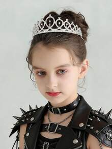 1个女孩生日皇冠，新娘派对水钻发饰，生日头箍，合金皇冠 - 彩色 - 查看 10