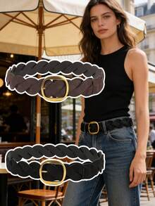 1 pieza Cinturón de mujer con hebilla de pasador, diseño minimalista de estilo coreano versátil, adecuado para abrigos, vaqueros - cinturón - Ver 1