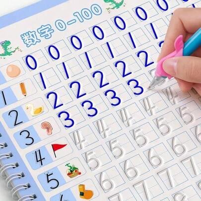 Children's Interesting Magic Calligraphy Practice Notebook, Beginner's Numeric & English Calligraphy Practice Book, Interesting Calligraphy Practice Notebook, Reusable Calligraphy Copybook - Student Educational Learning Material - Practice English Letter Writing, Drawing And Art Activities - Suitable For Children Above 3 Years Old, Learning And Educational Writing Aid Tool, Christmas And Thanksgiving Gift