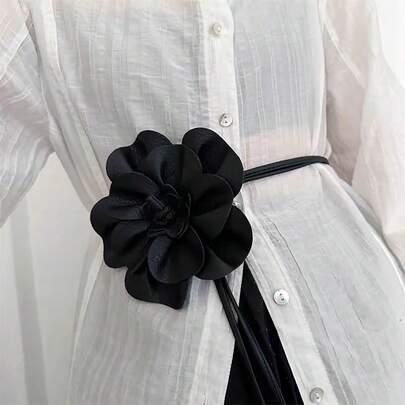 1条女士花卉装饰绳腰带，适合日常佩戴