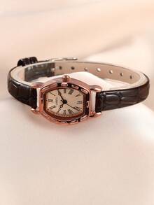 LIANDU Đồng hồ nữ phong cách retro thanh lịch, mặt tròn, máy quartz, dây da PU, thích hợp đeo hàng ngày, quà tặng sinh nhật. - màu nâu - Xem 4