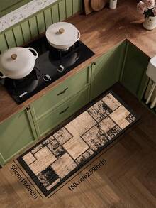 1 件硅胶厨房垫，主要颜色为浅棕色和深黑色，不对称几何块拼接设计，带有做旧纹理，呈现出复古工业风格的视觉效果。 - 彩色 - 查看 16