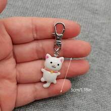 7pcs Cute Cat Keychain Set, Cartoon Animal Resin Decor Accessories, Key Chain With Lobster Clasp, Decorative Birthday Gift, Bag/Car/Phone Charm Car Accessories Bag Charm School Animal Goth Y2k - 彩色 - 查看 6