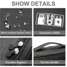 1 Hộp đựng trang sức nhiều lớp, túi đựng phụ kiện kỹ thuật số du lịch, hộp đựng sạc dự phòng, tai nghe, máy ảnh, cáp dữ liệu, túi đựng điện thoại di động, máy tính xách tay đa chức năng có ngăn, hộp đựng mỹ phẩm dung lượng lớn, thích hợp đựng cáp dữ liệu, túi đựng phụ kiện điện tử kỹ thuật số du lịch, túi xách tay đựng sạc USB, hộp đựng đồ quý giá - màu đen - Xem 6