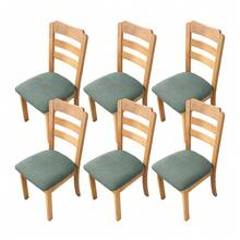 1/2/4/6 piezas Fundas de silla de felpa de maíz, fundas de asiento de silla a prueba de polvo adecuadas para sillas de comedor, fundas de silla extraíbles y lavables para cocina, comedor - Multicolor - Ver 26