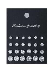 72/48/24pcs Set Stylish Minimalist Sparkling Rhinestone Stud Earrings, Unisex Couples Earring Jewelry Set, Party/Date/Gift, Suitable For All Year Round - Nhiều màu - Xem 11