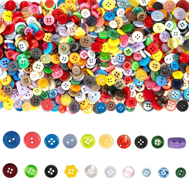 About 1000Pcs Small Round Resin Buttons Mixed Color Assorted Size For Handmade Crafts Painting Sewing DIY Manual Button Clothing Accessories - 1000Pcs - View 8