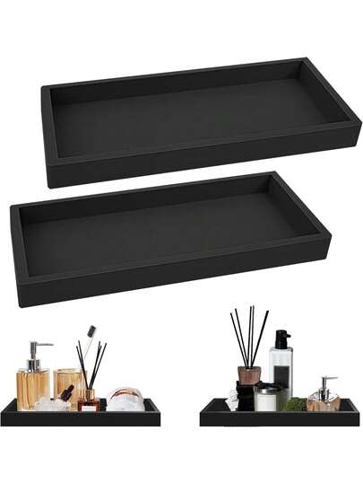 1pc/2pcs Silicone Storage Tray For Bathroom Vanity, Decorative Tray, Suitable For Bathrooms, Kitchens, And Toilets, Can Store Perfumes, Jewelry, Soaps, And Other Items.