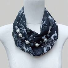 3-Ring Beaded Scarf, Chiffon Breathable Skin-Friendly Printed Scarf, Elegant And Graceful - Multicolor - View 13