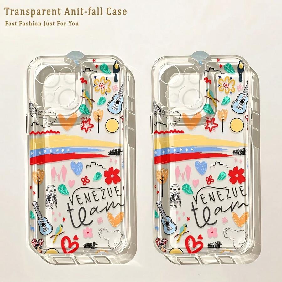 Phone Case - Art V-Venezuelas Culture Doodle Hot Phone Case For  17, 16E, 16, 15, 14, 13, 12, 11 Pro Max, Mini, Air, XR, XS, X, 7, 8 Plus, Featuring A Transparent TPU Soft Back Coverfunda Para  17 Pro Forros Para  Cheap  17 Case - 混合顏色 - 查看 1