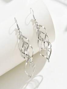 1对时尚个性优雅不对称几何耳环，适合少女日常及节日佩戴 - 幾何不規則 - 查看 2