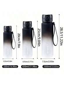 1pc 500ml/650ml/1000ml High Quality Ombre Color Plastic Water Bottle, Large Capacity Portable Sports Water Bottle Suitable For Outdoor Activities, Fitness, Camping, Travel - Multicolor - View 9
