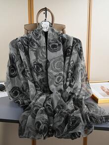 1pc Spring/Summer New Lightweight Chiffon Printed Scarf/Shawl, Sunscreen Scarf Suitable For Daily Use - Multicolor - View 9