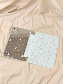 1 Piece, Blue Floral Bunny Patterned Mirror Tablet Protective Case, Suitable For 10th/11th/Pro 13 2025, Foldable Stand, Shockproof And Dustproof, Supports Automatic Wake-Up/Sleep, Is A Must-Have Protective Case For Office/Study/Entertainment, An Excellent Easter Gift, Not A Magnetic Protective Case - Multicolor - View 9
