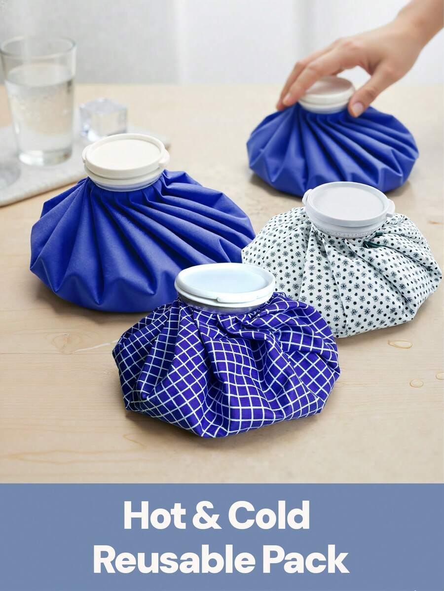 1/2个可重复使用布质冷敷冰袋，夏季降温及日常使用水袋，防漏面料，宽口设计，易于灌水，多功能，舒适贴身