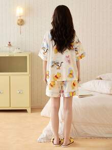 Gongdie 2pcs Disney Winnie The Pooh Women Pajama Set, 2026 Spring/Summer New Short Sleeve Loose Soft Breathable Sleepwear - Multicolor - View 2