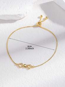 1条简约优雅镂空心形链手链，百搭日常佩戴，适合作为情人节、开斋节礼物 - 彩色 - 查看 5