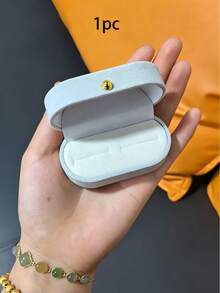 1 Peça Caixa Porta-Alianças de Veludo Luxuoso com Fechamento Magnético, Suporte de Aliança de Casamento Oval Elegante para Proposta, Noivado e Cerimônias de Votos, Ranhura Extra Larga Comporta Anéis Duplos, Brincos, Pendentes, Estojo de Exibição de Joias Premium e Organizador de Presentes - Perfeito para Dia dos Namorados, Aniversário, Chá de Panela - Cinza - Visão 7