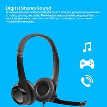 Logitech Auriculares con cable H390, llamada clara, control en línea conveniente, acolchado cómodo, efecto de sonido estéreo, micrófono de cancelación de ruido, brazo de micrófono giratorio, interfaz USB-A, negro - Negro - Ver 5