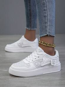 Women's Casual Shoes, Fashion Sneakers, Street Style Lightweight Skateboard Shoes - White - View 1