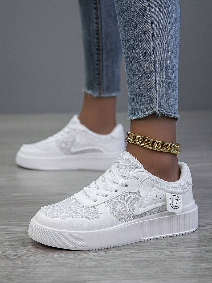 Women's Casual Shoes, Fashion Sneakers, Street Style Lightweight Skateboard Shoes - White - View 1