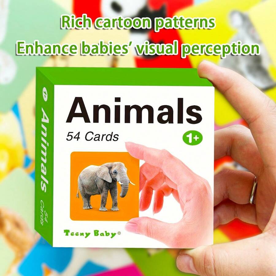 Set Of 54 English Animal Vocabulary Flashcards (9.8 Cm X 9.8 Cm). Featuring A Double-Sided Design That Pairs Images With Text, These Cards Facilitate Interactive Learning And Visual Memory-An Ideal Back-To-School Gift. Educational Resource.