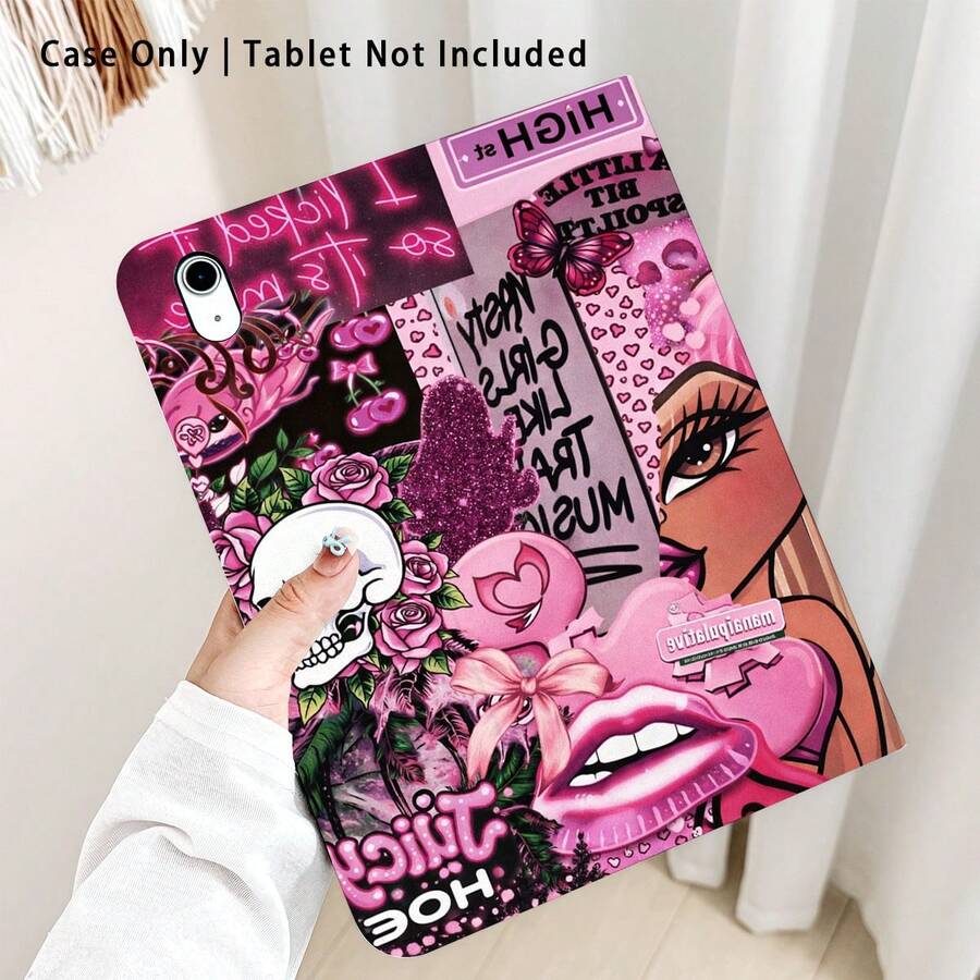 1pc Flip Cover Tablet Desk Protective Case With Pen Slot, Compatible With Honor Pad 8/9/10, Honor GT 11.5inch/X7/X8A/X8/X9/X8Pro/X9Pro/V9/V8 Pro, MatePad SE 11inch/MatePad 11inch/11.5inch, MatePad Pro, Apple 10th Gen/ 11 2025 (A16), A9/A9+/A11/S11/S10 FE+, Auto Sleep/Wake Function, Suitable For Back To School, Valentine's Day, Holiday Gifts - Multicolor - View 1