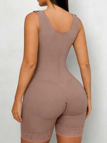 一件装女士哥伦比亚塑身衣，塑身连体裤，束腰带，收腹提臀连体裤，显瘦连体裤，拉链纽扣闭合连体裤，适合多种场合 - 鏽棕色 - 查看 6