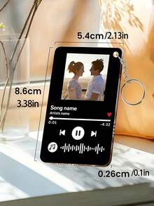 Personalised Music Player Keychain, 1pc Custom Photo Keychain, Shaped Acrylic Car Keychain, Backpack Pendant, Friend, Celebrity, Cartoon, Customized Acrylic Graffiti Keychain, Personalised Music Code Keyring, Personalized Music Code Acrylic Keychain, Custom Music In Your Pocket Keychain, Birthday Gift - Multicolor - View 7