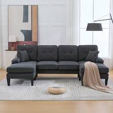 Sofas & Couches - Dark Gray + Linen + 4 Seat + Foam - View 5