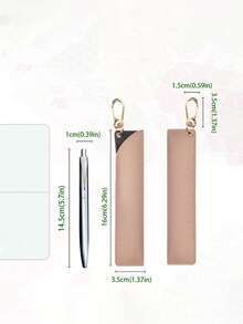 便携式油漆笔袋，触控笔收纳袋挂件，带扣笔盒，商务办公笔，按压式签名笔，0.5mm黑色墨水凝胶笔，金属复古笔杆，速干。（1支按压式签名笔 + 1支带收纳袋的笔） - 荔枝紋 - 查看 4