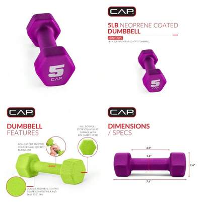 Neoprene Coated Hex Dumbbell 5 Lb Set Of 2 Fitness Weights For Home Gym Strength Training