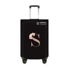 1pc Non-Stretch Non-Woven Fabric Luggage Protective Cover Suitable For 20-30 Inch Trolley Case, Anti-Scratch Luggage Protector Cover With Rose Gold Letter Pattern, Travel Accessory Essential For Back To School - Black - View 79