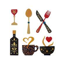 8 pezzi Set di decorazioni in legno per pareti, include disegni di coltello e forchetta, tazza da caffè, bicchiere da vino, adatto per decorazione di cucina, caffetteria, sala da pranzo, bar, pannelli decorativi, appendini da parete in legno, simboli per la casa, regali decorativi per inaugurazione casa e festività - Multicolore - Visualizzare 14
