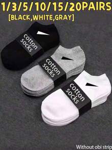 20/10/5/3/1 Đôi tất cotton nam, tất ngắn, tất tàng hình, thiết kế chống trượt hai lớp, màu trắng, đen, cổ thấp, tất mắt cá chân, thấm hút mồ hôi, mềm mại và thoáng khí, phù hợp cho công sở, thường ngày, ở nhà, thể thao, sinh viên, mọi mùa, giao màu ngẫu nhiên. - Nhiều màu - Xem 19