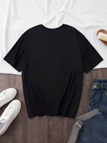 Disney Women'S T-Shirt, Short-Sleeve Top For, Featuring A Beautiful Anime Print, Suitable For All Seasons - màu đen - Xem 2