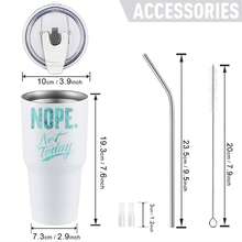 30oz Stainless Steel Tumbler Black White Options,  Nope Not Today Graphic Cups, Insulated Travel Coffee Mug With Lid And Straw , Double Wall Vacuum Reusable Travel Cups, Funny Birthday Party Gift For Women & Men - 白色 - 查看 3