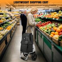 Large Lightweight Folding Shopping Cart With 40L Waterproof Bag 2 Wheel - A - View 5