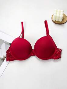 Women's Lace Padded Push Up Bra - Red - View 8