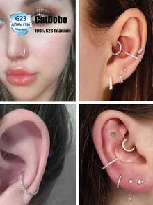 CatDObo 3 件装铰链式透明锆石鼻环；低过敏材质；男女通用 16g 鼻环，鼻翼/鼻孔/唇环；18k 镀金耳骨耳环，耳屏/耳廓/耳廓耳环；女性穿刺饰品。 - N070 - 查看 7