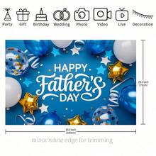 1pc Happy Father's Day Party Banner With Vibrant Blue & Gold Balloons And Fireworks Background, Suitable For Indoor/Outdoor Decor, Home Office And Father's Day Celebration, Father's Day Decoration - Multicolor - View 7