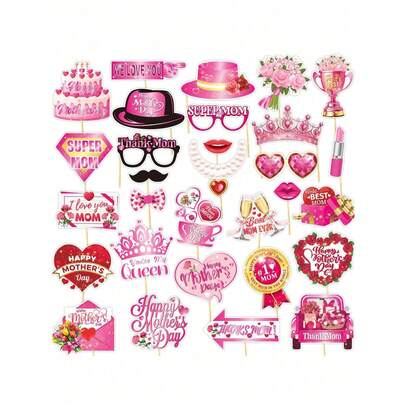 30 piezas Accesorios para photocall del Día de la Madre, Suministros para fiesta del Día de la Madre, Mejor mamá siempre, Gracias mamá, Centros de mesa, Regalo para mamá de hija e hijo