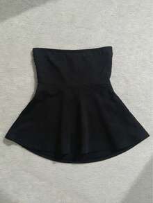 Áo quây đen cho nữ, thiết kế xếp nếp ôm sát, kiểu áo ống nữ giản dị và thời trang, thích hợp mặc hàng ngày, đi nghỉ mát, mùa hè. - màu đen - Xem 2