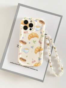 羊角面包奶油图案白色喷漆+链条防震手机壳，兼容 XR/7/8、17/17 Pro/17 Pro Max/17 Air、16/16 Pro/16 Plus/16 Pro Max、15 Pro Max、13、14；柔软TPU防震喷漆手机壳，适用于Galaxy S24、Galaxy S24+、Galaxy S24 Ultra、Galaxy S22、Galaxy A13 4G、Galaxy A52、A52s 5G、Galaxy A23、Galaxy A35、Galaxy A25、Galaxy A73、Note 11/11 Lite。 - 彩色 - 查看 2