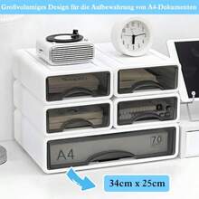 Set Of 5 Desk Drawer Boxes Stackable Office Drawer Organiser Storage Box With Drawer A4 A5 Format Drawer Desk Organiser For Office School Stationerygtt - White 4m1l - View 6