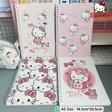 SANRIO Hello Kitty 4pcs A5/A7 Spiral Coil Notebook, Cute 50 Pages School Company Office Student Notebook, Cartoon Anime Stationery Notepad, Study Office Stationery Supplies - View 9